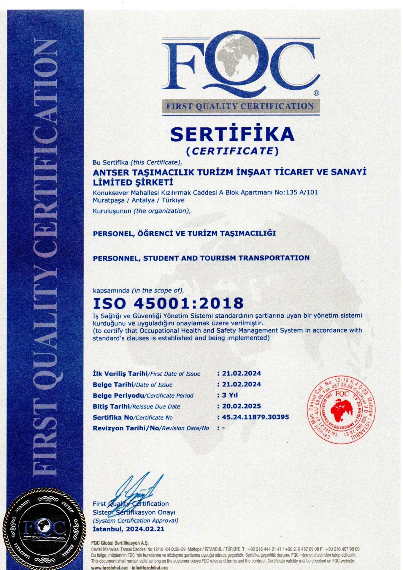 ISO 45001:2018 – İş Sağlığı ve Güvenliği